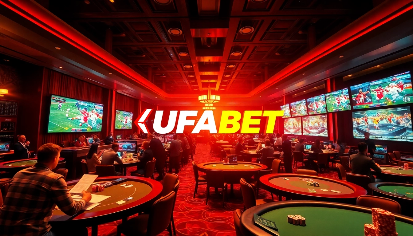 Exciting scene of bettors enjoying UFABET sports and casino gaming.