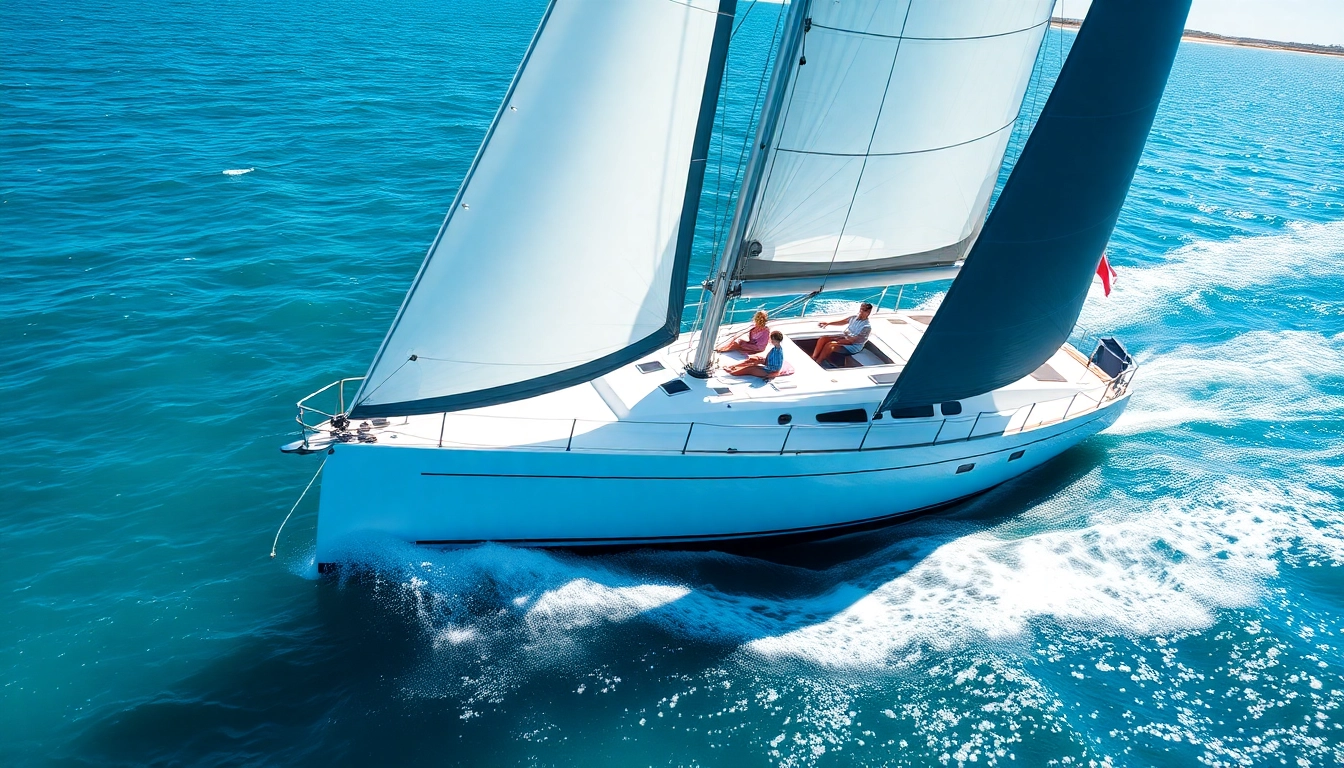 Experience the lively j88 sailboat cutting through vibrant waters with sails up, embodying adventure.