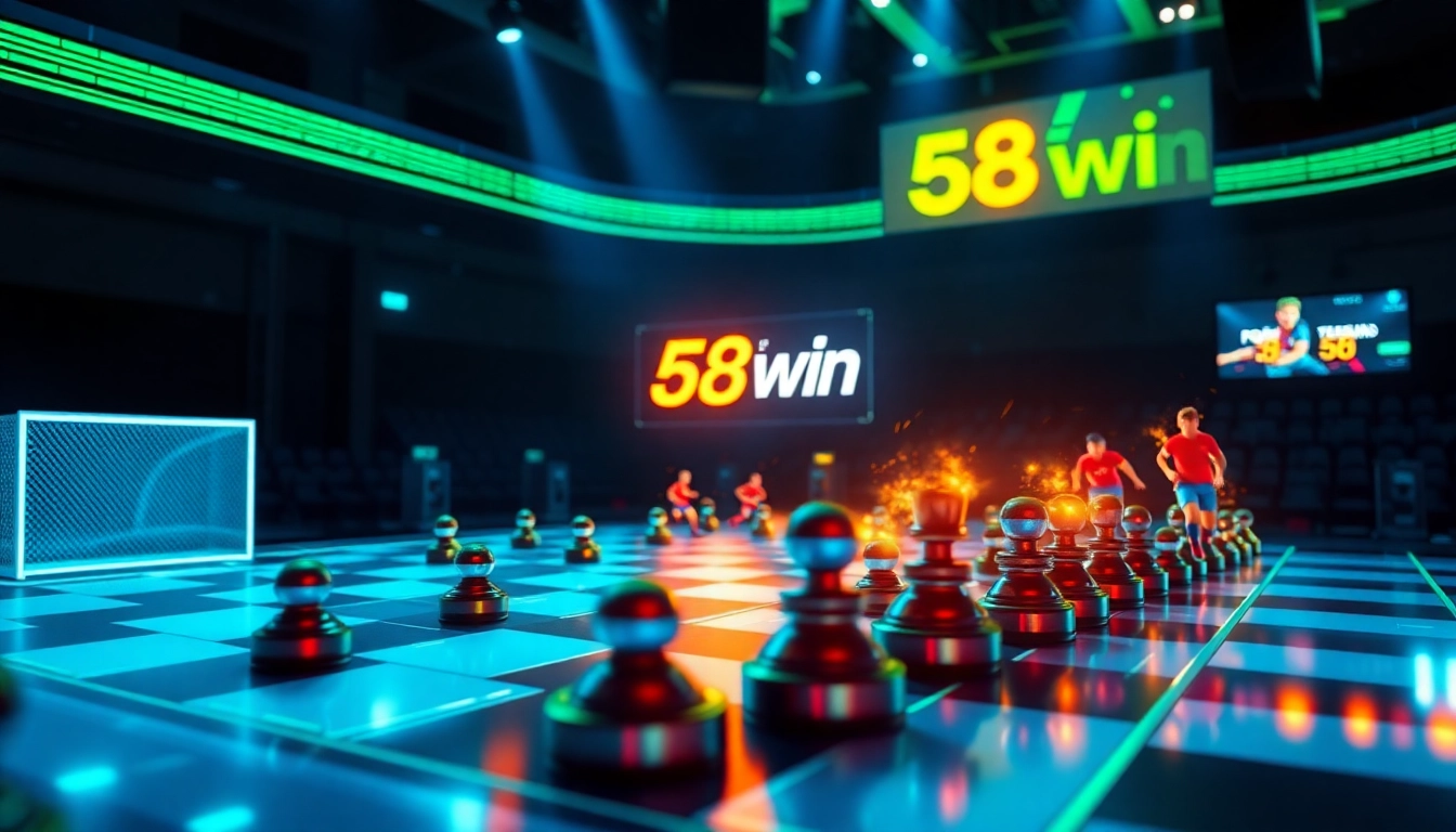 Experience the dynamic gameplay of 58win with a digital chessboard and vibrant avatars.