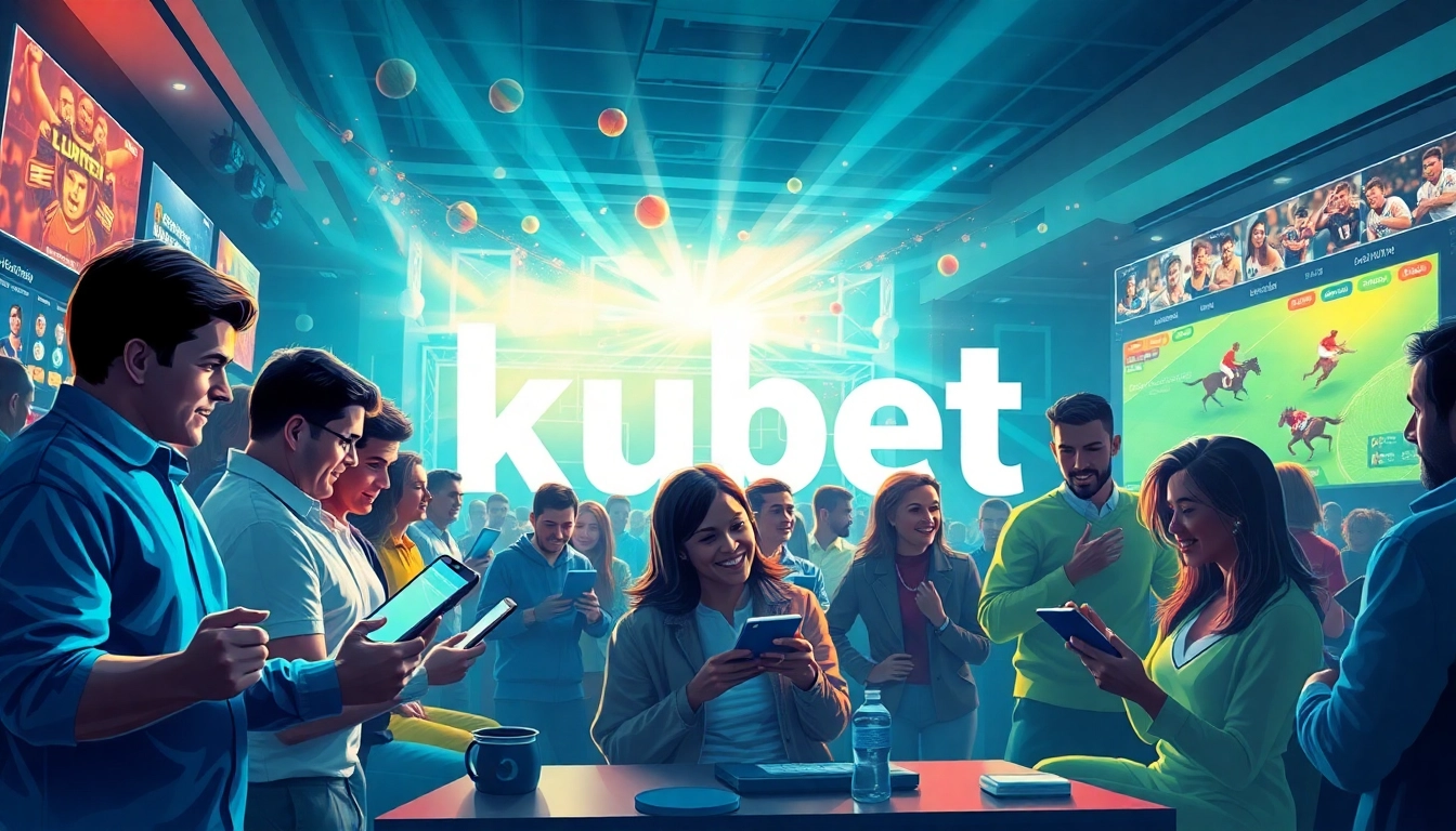 Players enjoying their betting experience on kubet, surrounded by exciting sports visuals.