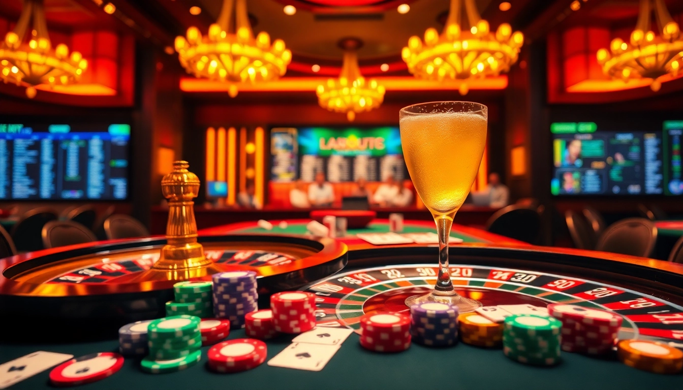 The roulette experience at https://loto188fun.me/ showcases the thrill of betting with vibrant poker chips and cards.
