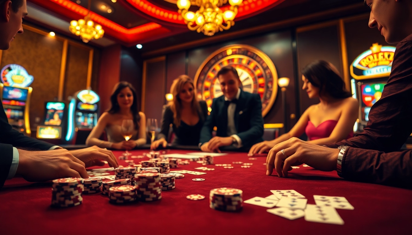 Experience the thrill of winning at https://98winning.com/ with a luxurious poker game vividly captured in this casino scene.