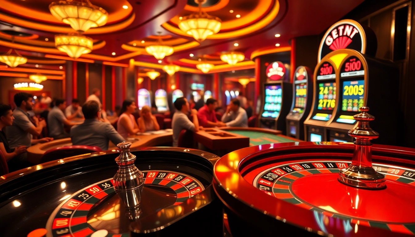 Players experiencing bong da lu fun at an exhilarating casino table, focusing on poker chips and roulette action.
