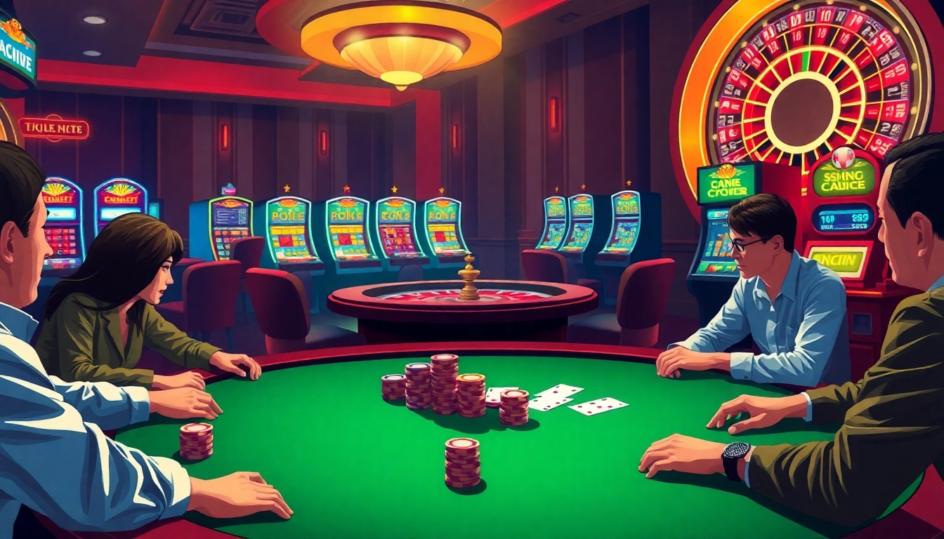 Experience the excitement of Top nhà cái at a lively poker table with players engaged in strategy.