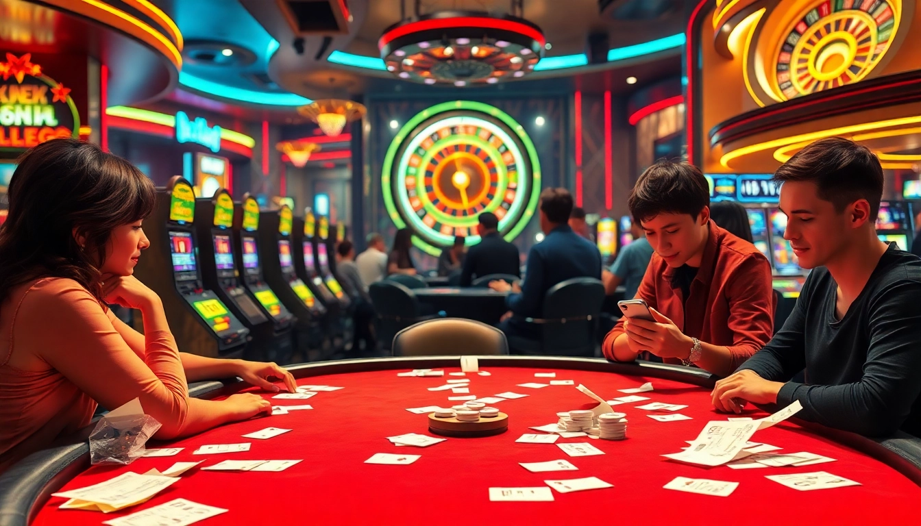 Xem đá gà thomo while enjoying an exhilarating casino atmosphere filled with dice, cards, and flashing slot machines.