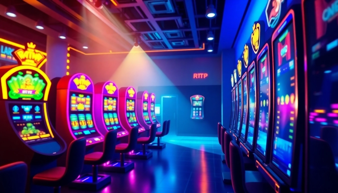 Explore the thrilling features of batman138 rtp with colorful slot machines in a vibrant casino environment.